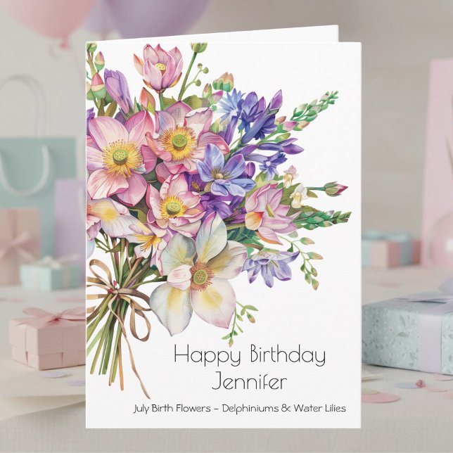 Carte d'anniversaire Fleur de naissance de juillet (Créateur téléchargé)