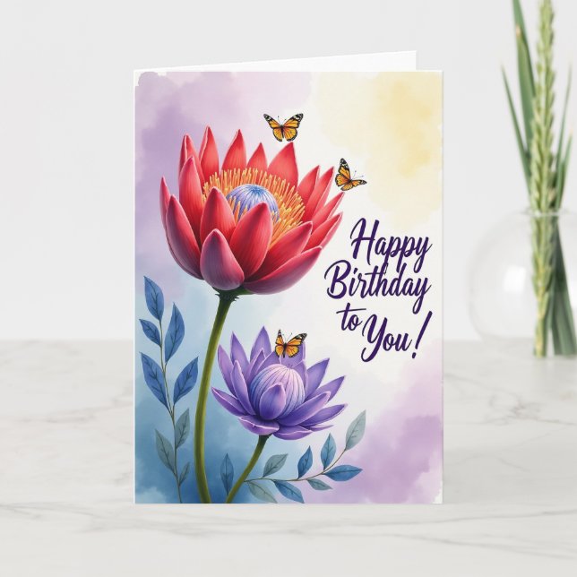 Carte d'anniversaire Fleur de papillon (Devant)