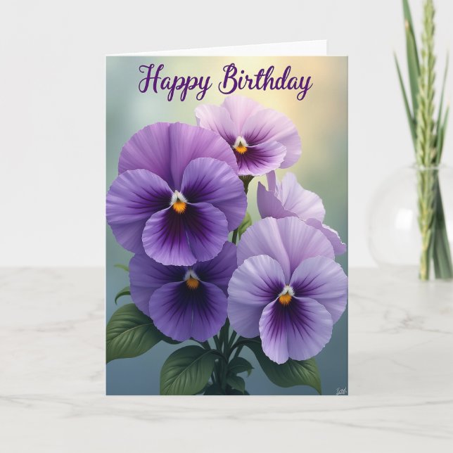 Carte d'anniversaire Fleur de pensée sucrée (Devant)
