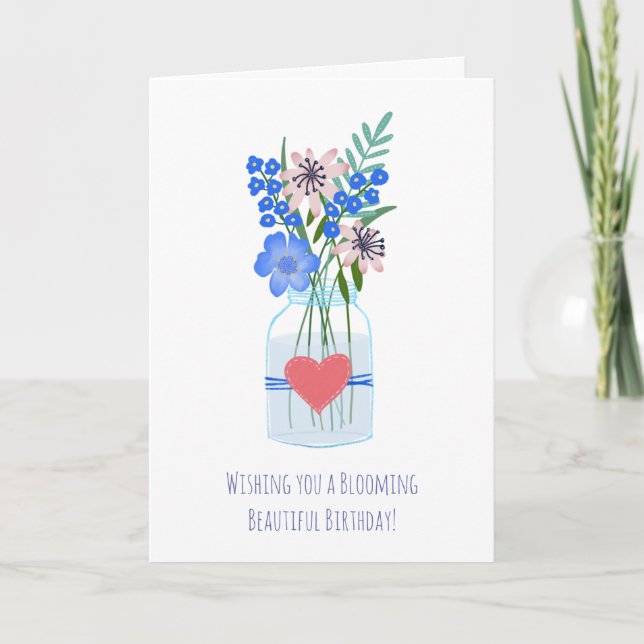 Carte d'anniversaire Fleur de Pervenche en pot Mas (Devant)