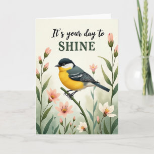 Carte d'anniversaire Fleur de printemps d'oiseau