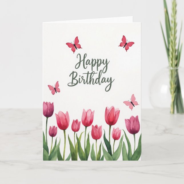 Carte d'anniversaire Fleur de Tulipe (Devant)