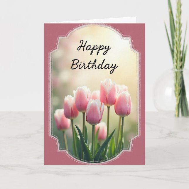 Carte d'anniversaire Fleur de Tulipe Douce (Devant)