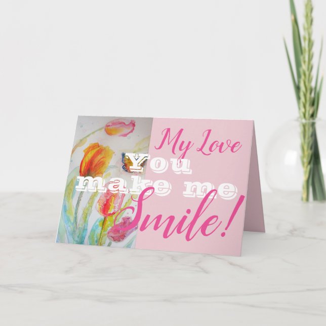 Carte d'anniversaire Fleur de Tulipe Rose qui me f (Devant)