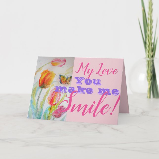 Carte d'anniversaire Fleur de Tulipe Rose qui me f (Devant)