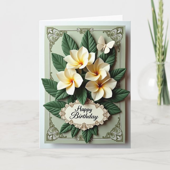 Carte d'anniversaire Fleur d'Ivoire (Devant)