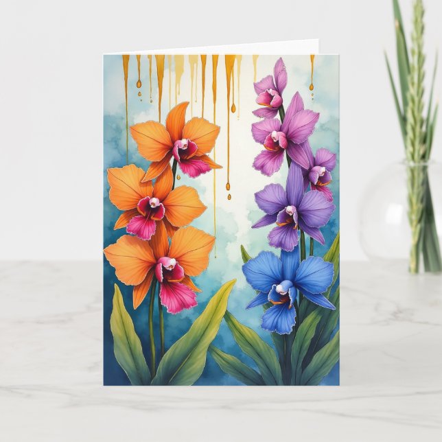 Carte d'anniversaire Fleur d'Orchidée (Devant)