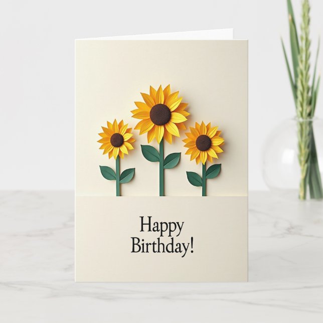 Carte d'anniversaire Fleur en Papier Découpé (Devant)