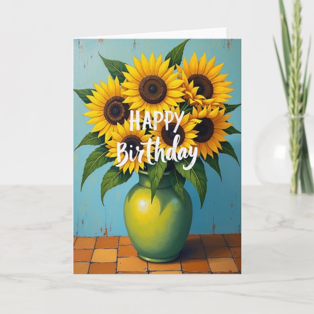 Carte d'anniversaire Fleur Ensoleillée (Devant)