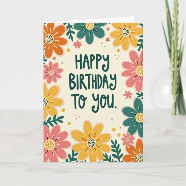 Carte d'anniversaire Fleur Fantaisiste (Devant)