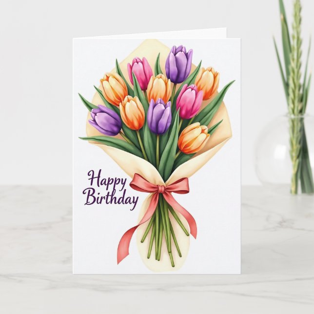 Carte d'anniversaire Fleur Illustrée (Devant)