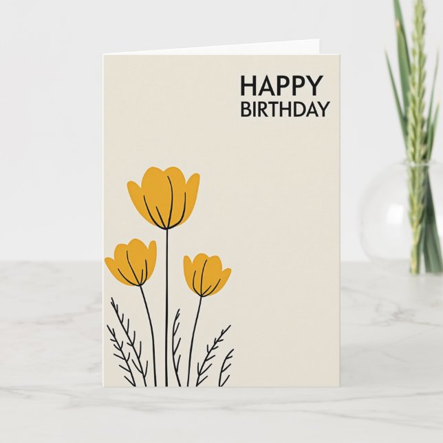 Carte d'anniversaire Fleur Jaune (Devant)