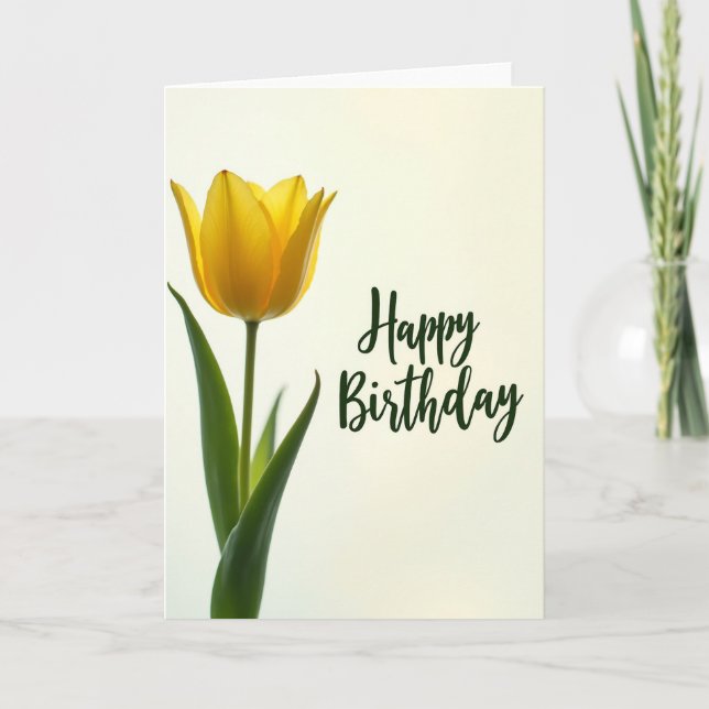 Carte d'anniversaire Fleur Jaune Douce (Devant)