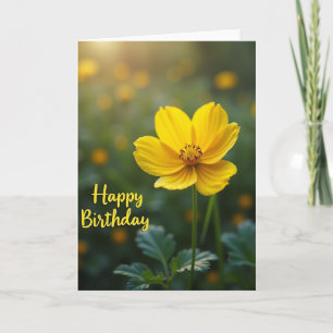 Carte d'anniversaire Fleur jaune douce