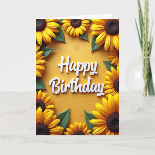 Carte d'anniversaire Fleur Jaune Joyeuse