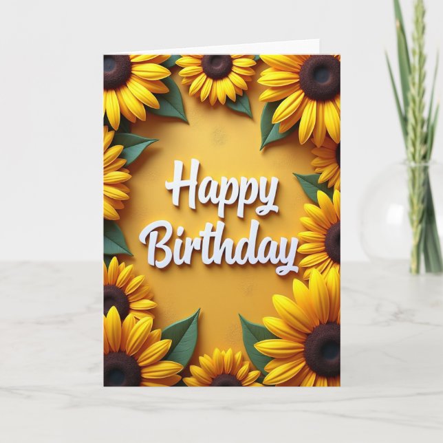 Carte d'anniversaire Fleur Jaune Joyeuse (Devant)