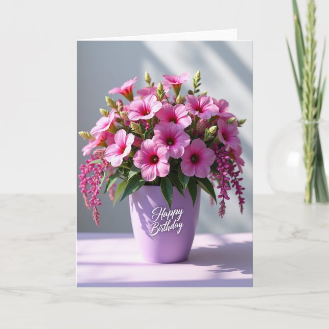 Carte d'anniversaire Fleur Magenta (Devant)