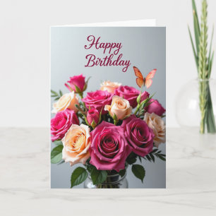 Carte d'anniversaire Fleur papillon