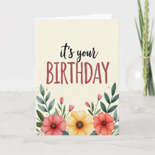 Carte d'anniversaire Fleur Peinte
