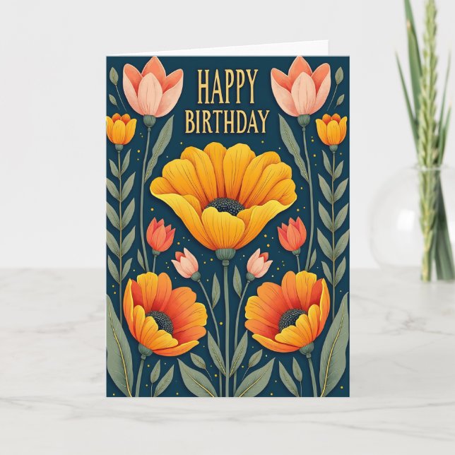 Carte d'anniversaire Fleur rayonnante (Devant)