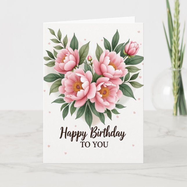 Carte d'anniversaire Fleur Rose (Devant)