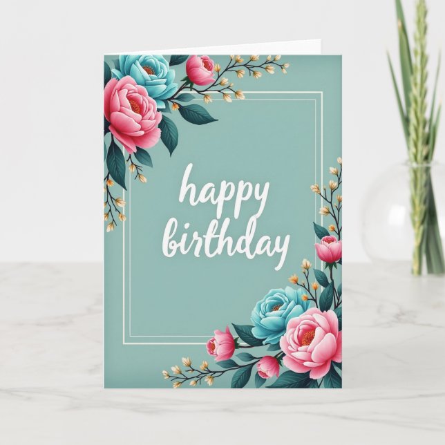 Carte d'anniversaire Fleur Rose (Devant)