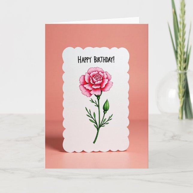 Carte d'anniversaire Fleur Rose Douce (Devant)