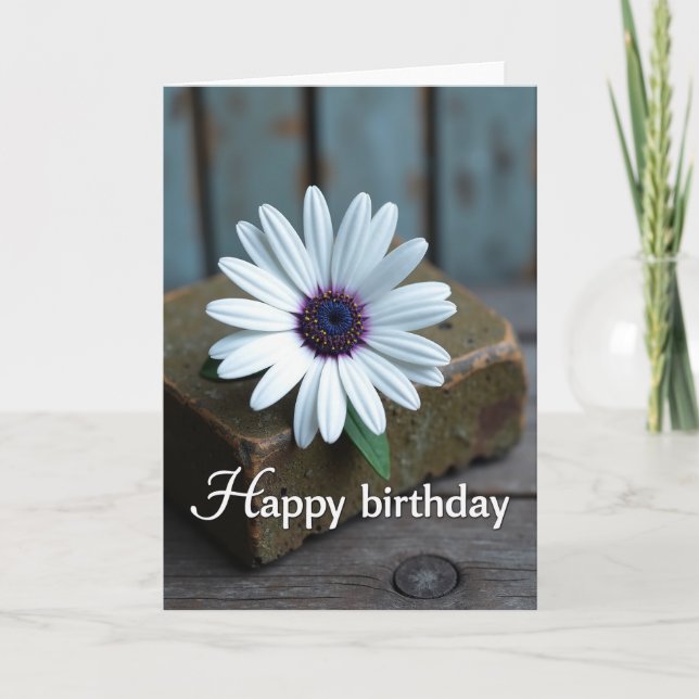 Carte d'anniversaire Fleur Rustique (Devant)