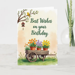 Carte d'anniversaire Fleur Rustique sur Chariot