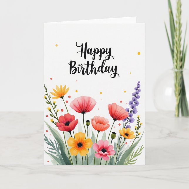 Carte d'anniversaire Fleur sauvage de pavot (Devant)