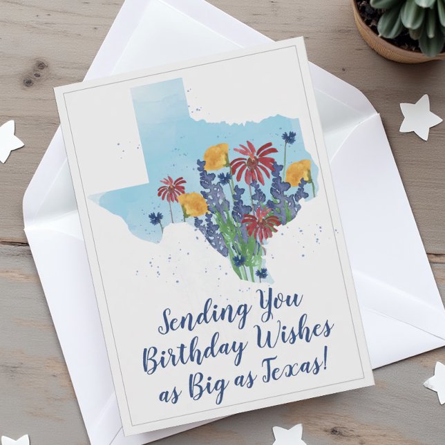 Carte d'anniversaire Fleur sauvage du Texas (Texas Wildflower Birthday Card (White Background))