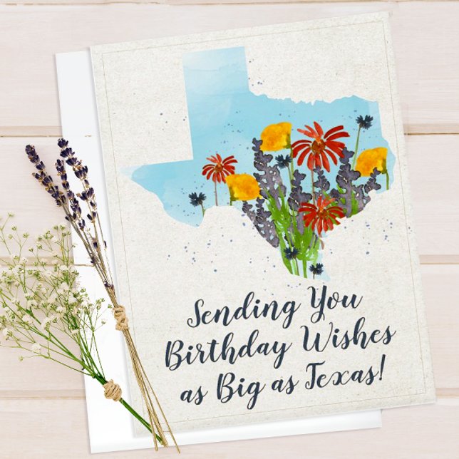 Carte d'anniversaire Fleur sauvage du Texas (Texas Wildflowers Birthday Card)
