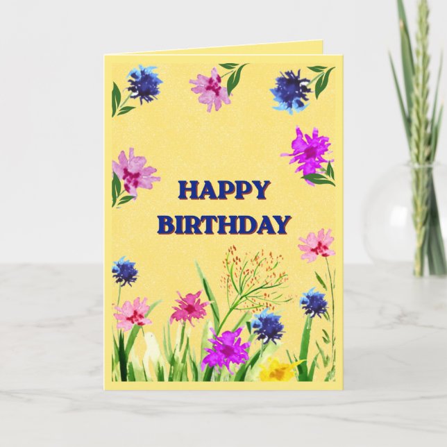 Carte d'anniversaire Fleur sauvage joyeuse (Devant)