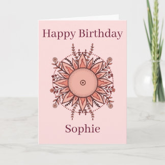 Carte d'anniversaire Fleur Solaire Rose
