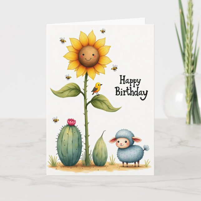 Carte d'anniversaire Fleur Souriante (Devant)