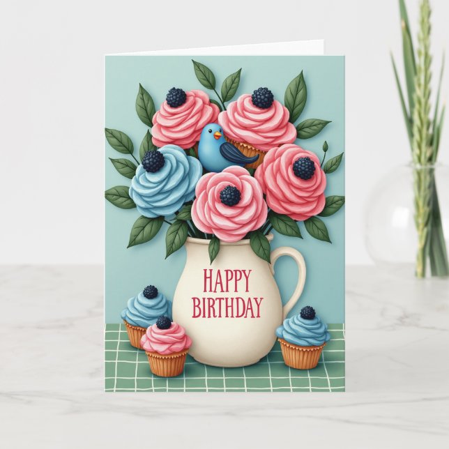 Carte d'anniversaire Fleur sucrée glaçée (Devant)