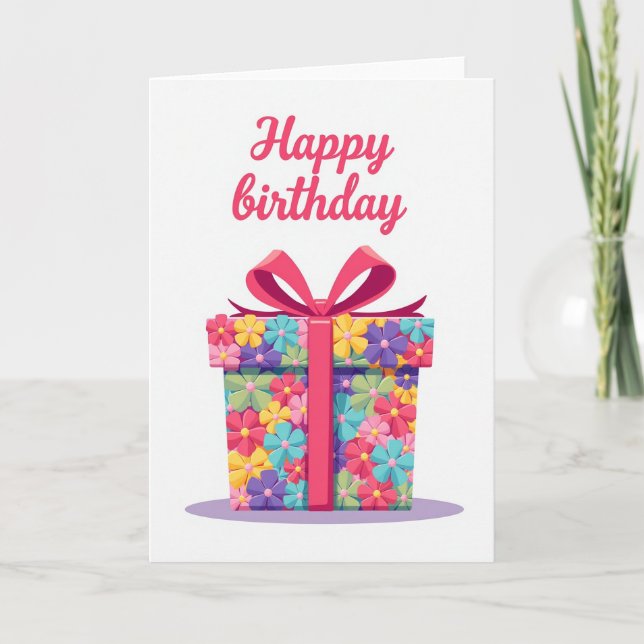 Carte d'anniversaire Fleur Vibrante (Devant)