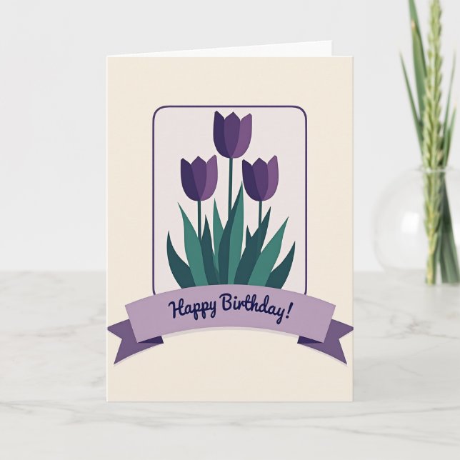 Carte d'anniversaire Fleur Violette (Devant)