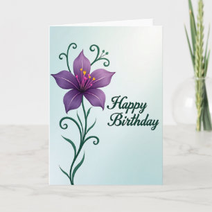 Carte d'anniversaire Fleur Violette