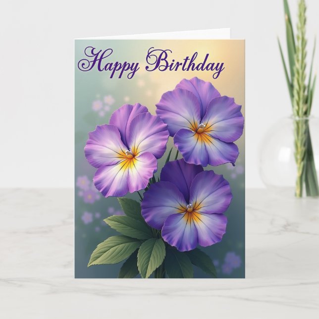 Carte d'anniversaire Fleur violette joyeuse (Devant)