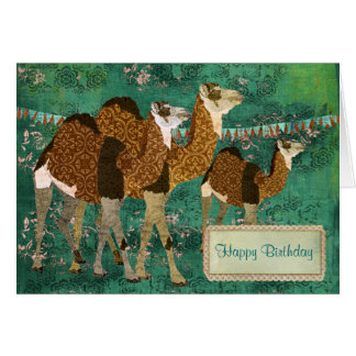 Carte d'anniversaire fleurie de jade de chameaux