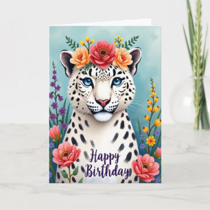 Carte d'anniversaire Fleurie enneigée