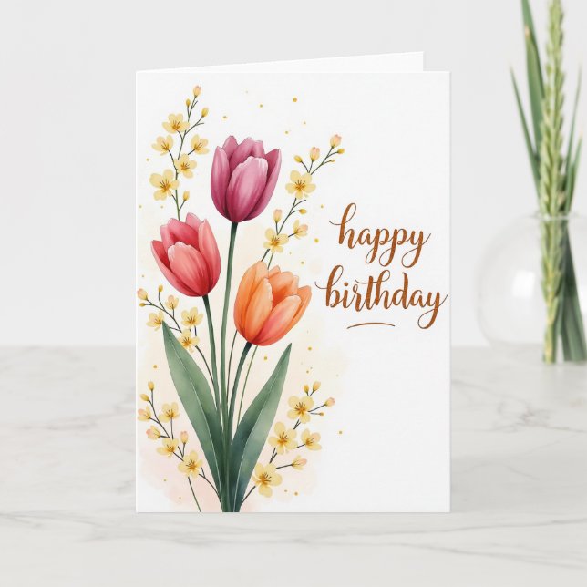 Carte d'anniversaire Fleurie Impressionniste (Devant)