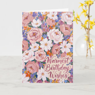 Carte d'anniversaire Fleurs Acryliques Rose Pâle C