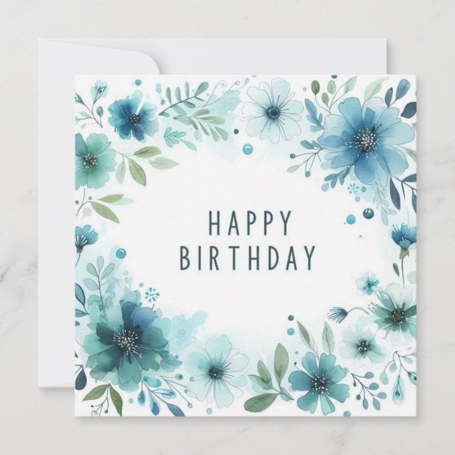 carte d'anniversaire fleurs aquarelle  (Devant)