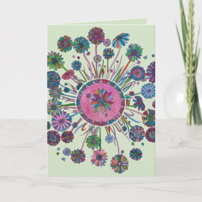 Carte d'anniversaire - Fleurs et Bugs de la Dame (Devant)