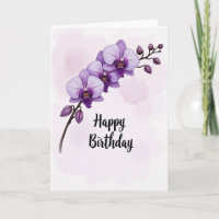 Carte d'anniversaire Fleurs Violettes
