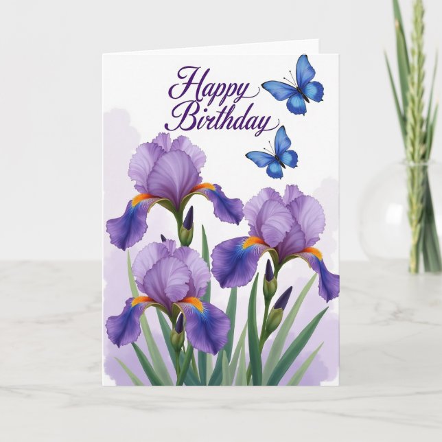 Carte d'anniversaire Fleurs Violettes (Devant)