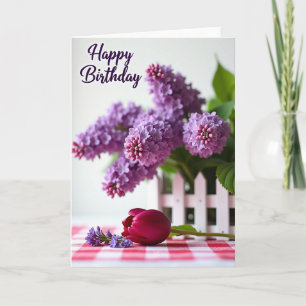 Carte d'anniversaire Fleurs violettes sucrées