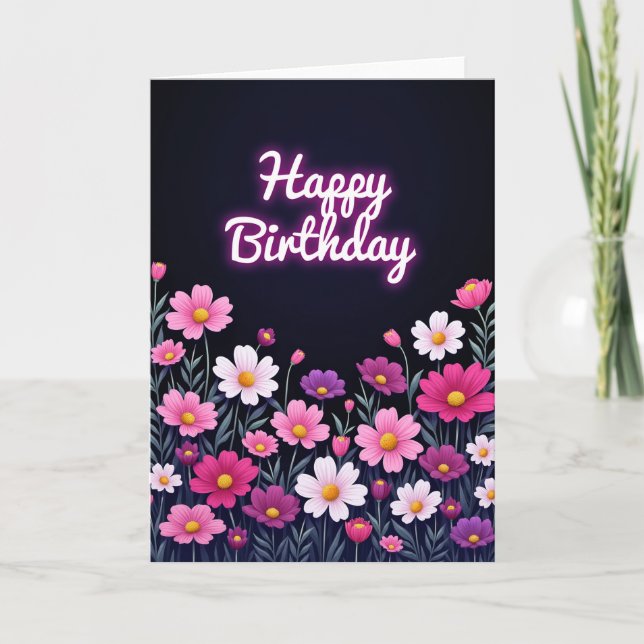 Carte d'anniversaire Floral Birthday Glow (Devant)